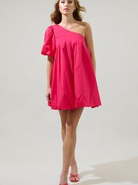 Sugarlips bubble dress Loraine mini dress pink chic feminine small off shoulder